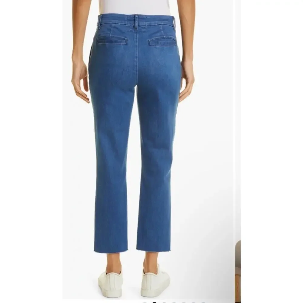 Frank & Eileen Wicklow Blue Denim Italian Chino Crop Raw Hem Mid-Rise Size 4